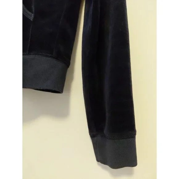 Vintage Y2K Juicy Couture Velour Hoodie Graphic Rhinestones Black Red Medium - Picture 5 of 12